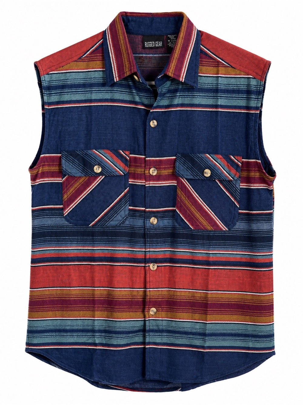 Women’s Navy & Red Striped Sleeveless Shirt 100% cotton XL